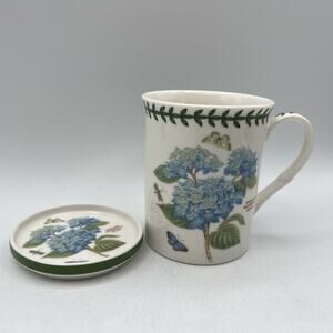 Portmeirion Botanic Garden Blue HYDRANGEA Mug 12oz and Coaster Gift Set